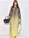 Gradient Color Press Pleated Maxi Dress LS-0408