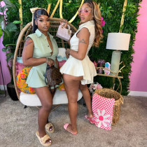 Sleevless Single Breasted Solid Romper GDIM-2417