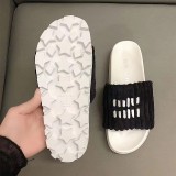 Embroidered Letter Open Toe Plush Slippers GDLW-606-5