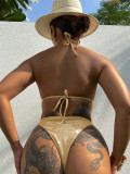 Leopard Color Block Bikinis Two Piece Swimsuit CASF-6641