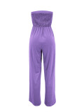 Sexy Solid Color Wrap Chest Wide Leg Jumpsuit ANDF-AD0605