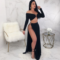 Long Sleeve Side Split Sexy Long Skirt 2 Piece Set LSL-6082