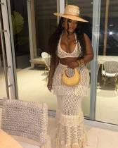 Solid Color Hand-Hooked Tassel Two Piece Skirt Set JPF-1098