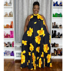 Plus Size Contrast Color Patchwork Maxi Dress NNWF-8023