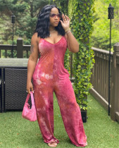 Fashion Print Sling Wide Leg Jumpsuit FENF-149