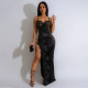 Sexy Sling Hot Drill Solid Irregular Maxi Dress CYA-901213