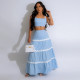Fashion Sling Tops Big Swing Long Skirt Two Piece Set CYA-901275