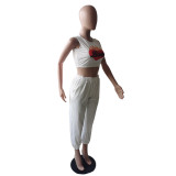 Fashion Print Tank Tops Two Piece Pants Set YIM-YMTC020