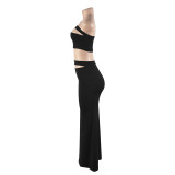Solid Color Wrap Chest And Long Skirts 2 Piece Set GAXB-A493ST