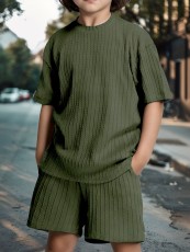 Kids Loose Short Sleeve Sport 2 Piece Shorts Set GYAY-M8103