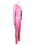Long Sleeve Solid Tight Two Piece Pants Set CH-24042