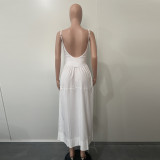 Sexy Backless Solid Color Sling Maxi Dress BN-B9447
