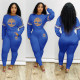 VIP1 Casual Printed Long Sleeve 2 Piece Pants Set TK-6050