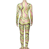 Long Sleeve Stripe Print 2 Piece Set GAXB-A325ST