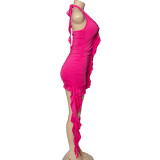Sleeveless V Neck Irregular Mini Dress GAXB-A145DS