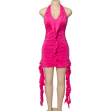 Sleeveless V Neck Irregular Mini Dress GAXB-A145DS