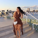 Sleeveless V Neck Irregular Mini Dress GAXB-A145DS