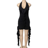 Sleeveless V Neck Irregular Mini Dress GAXB-A145DS