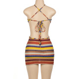Stripe Tie Up Slim Mini Dress 5GAXB-A036DS
