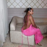 Solid Color Tie Up Backless Maxi Dress GAXB-A410DS