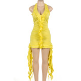 Sleeveless V Neck Irregular Mini Dress GAXB-A145DS