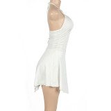 Solid Halter Slim Irregular Mini Dress GAXB-A152DS