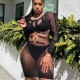 Solid Hollow Out Long Sleeve Sexy Erotic Dress GAXB-A083DS
