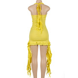 Sleeveless V Neck Irregular Mini Dress GAXB-A145DS
