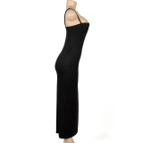 Solid Color Sling Backless Maxi Dress GAXB-A088DS