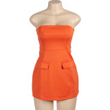 Sleeveless Tube Tops Solid Mini Dress GAXB-A176DS