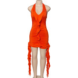 Sleeveless V Neck Irregular Mini Dress GAXB-A145DS