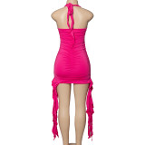 Sleeveless V Neck Irregular Mini Dress GAXB-A145DS