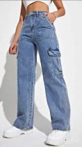Loose Washed Pockets Staight Jeans GKNF-TSX-9051