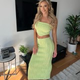 Solid Wrap Chest Tops Two Piece Skirts Set GAXB-A203ST