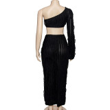 Single Long Sleeve Sexy Two Piece Skirts Set GAXB-A164ST