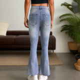 Washed Holes Micro Flare Jeans GKNF-TSCH-1314