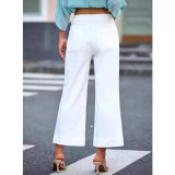 Solid Color Wide Leg Nine-Point Jeans GKNF-TSXF-2455-1