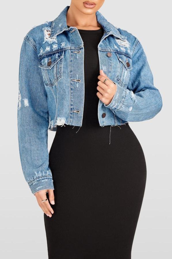 Long Sleeve Denim Short Jackets GKNF-TSC-1052