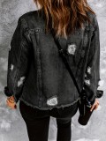 Fashion Holes Lapel Denim Jacket GKNF-TSX-022