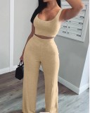 Solid Tank Top + Pants Sport Casual 2 Piece Set GYSL-8863