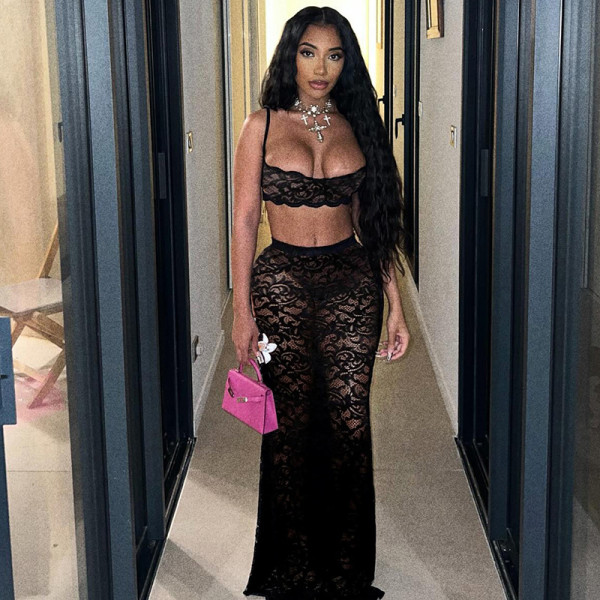 Sexy Hollow Out Sling Tops And Half Skirt Lace Suit XEF-50069