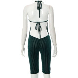 Sexy Tie Up Backless Halter Romper GYSL-5267