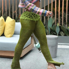 Low Rise Tied Skinny Solid Color Knit Pants XEF-49097