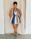 Backless Tie Up V Neck Patchwork Vest ZSD-0693