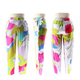 Colorblocked Printed Fringed Wide Leg Pants SFY-494