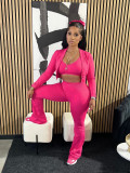 Long Sleeve Short Tops And Micro Flare Pants Sport Suit CH-24046