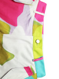 Colorblocked Printed Fringed Wide Leg Pants SFY-494