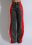 Spliced Three-stripe Wide-leg Jeans ZSD-0668