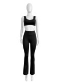Long Sleeve Short Tops And Micro Flare Pants Sport Suit CH-24046