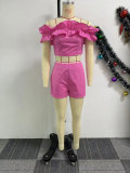 Sexy One Shoulder Tops And Shorts Two Piece Set NY-10822